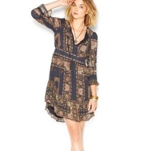 Free People Bridgette Dark Grey Floral Mini Dress
